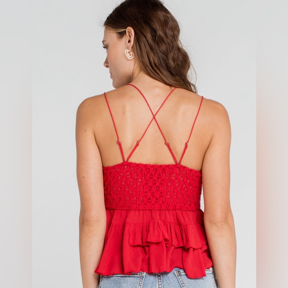 Free People Adella Cami in Cherry Red - Picture 2 of 8